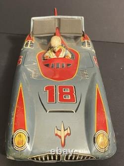 Rare Vintage Japanese Aoshin ASC #18 Strato Race Car 11 Tin Friction Space Age