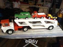 Rare Vintage MIGHTY TONKA Car Carrier 1974 With3 Original Cars 35 Inches Long NICE