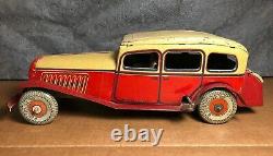 Rare Vintage Mettoy 1940s 11 Tin Large Wind Up Car Motor works England