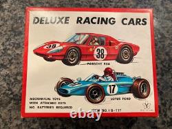Rare, Vintage, Nos Yonezawa Mechanical Deluxe Racing Cars In Original Box