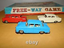Rare Vintage Rosko Toy Free-way Game Battery Op Metal Car Racing Set In Box