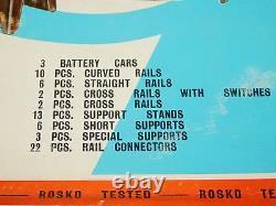 Rare Vintage Rosko Toy Free-way Game Battery Op Metal Car Racing Set In Box