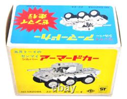 Rare Vintage Satsuki Tin Armored Car Wind-Up 6-Wheel Japan 1950s with Box from JPN