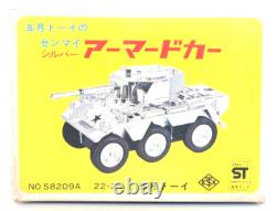 Rare Vintage Satsuki Tin Armored Car Wind-Up 6-Wheel Japan 1950s with Box from JPN