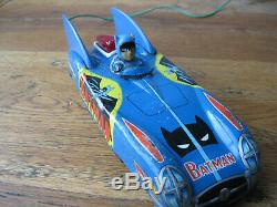 Rare Vintage Tin Aoshin Asc Batmobile Batman Car With Working Battery Remote