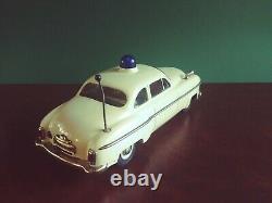 Rare White 1960s Schuco 5340 Tin Wind-up Alarm Car with Or. Box Tinplate