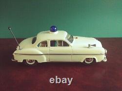 Rare White 1960s Schuco 5340 Tin Wind-up Alarm Car with Or. Box Tinplate