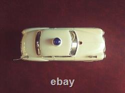 Rare White 1960s Schuco 5340 Tin Wind-up Alarm Car with Or. Box Tinplate