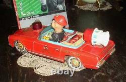 Retro Tin Toy Car Fire Chief Modern Toys Japan With Details Sale Offer