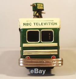 SMALL TIN FRICTION NBC TELEVISION TV TRUCK VAN CAR W CAMERAS JAPAN