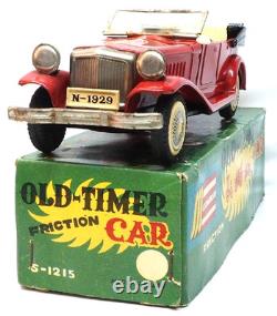 SSS Tin Toy Old Timer Convertible Red Car S-1215 Japan Vintage Shiono Shoten JPN
