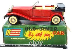 SSS Tin Toy Old Timer Convertible Red Car S-1215 Japan Vintage Shiono Shoten JPN