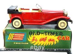 SSS Tin Toy Old Timer Convertible Red Car S-1215 Japan Vintage Shiono Shoten JPN