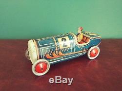 Scarce 1930's Georg Levy GELY Tin Nr 2 Boattail Racer Race Car with Driver