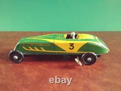 Scarce 1930's ML Martinan Tin Wind-up Bugatti Open-wheel Race Car Tinplate Racer