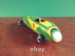 Scarce 1930's ML Martinan Tin Wind-up Bugatti Open-wheel Race Car Tinplate Racer