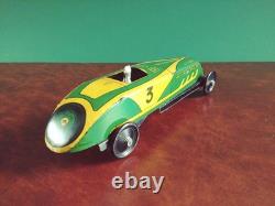 Scarce 1930's ML Martinan Tin Wind-up Bugatti Open-wheel Race Car Tinplate Racer