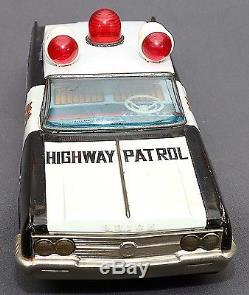 Scarce ICHIKO Japan 60s Friction 15 BUICK Police Highway Patrol Tin Car WORKS