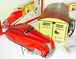 Schuco COMMAND CAR 2000 + WENDE-LIMOUSINE Wind-Up Tin Toy Car & GARAGE Set 2 MIB