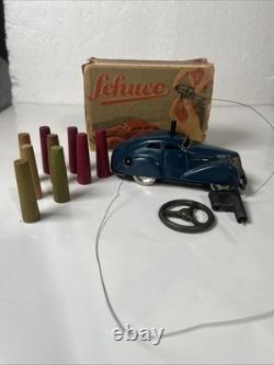Schuco Telesteering Car 3000 w Box Cones Germany Tin Toy Untested Display