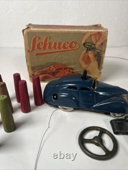Schuco Telesteering Car 3000 w Box Cones Germany Tin Toy Untested Display