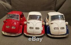 Set of 3 x Original Tinplate Bandai Isetta Bubble Cars, Japan, 1958