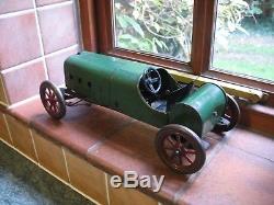 Structo Speedster #8 Green Dragon 1918 Stutz Racing Car Wind Up Antique Tin Toy