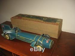 Super Gunthermann Blue Bird Boxed Tinplate LAND SPEED RECORD CAR Germany Tin Toy