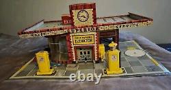 Superior Service Station Tin Litho 1949 T. Cohn Inc Vintage Toy Car Playset