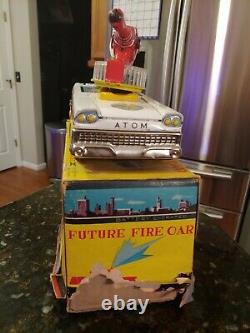 T. N Nomura Atomic Fire Car Tin Litho Toy Japan Battery Operated Space Patrol Box