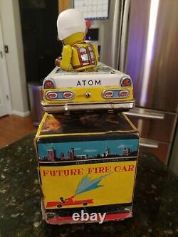 T. N Nomura Atomic Fire Car Tin Litho Toy Japan Battery Operated Space Patrol Box