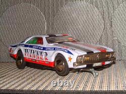 TAIYO VINTAGE, TIN RUSHER FORD MUSTANG MACH1 WINNER CAR With BOX! FULLY WORKING