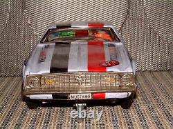 TAIYO VINTAGE, TIN RUSHER FORD MUSTANG MACH1 WINNER CAR With BOX! FULLY WORKING