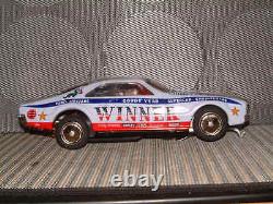 TAIYO VINTAGE, TIN RUSHER FORD MUSTANG MACH1 WINNER CAR With BOX! FULLY WORKING