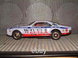 TAIYO VINTAGE, TIN RUSHER FORD MUSTANG MACH1 WINNER CAR With BOX! FULLY WORKING
