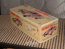 TAIYO VINTAGE, TIN RUSHER FORD MUSTANG MACH1 WINNER CAR With BOX! FULLY WORKING