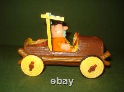 THE FLINTSTONES FRICTION DRIVE LOG CAR BY MARX TOYS 1977 withBOX MINTY RARE