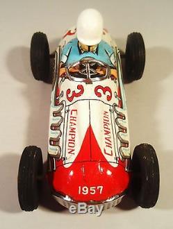 Tin Friction 1950's Champion Open Wheel Racer Race Car W Driver Yonezawa Japan