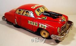 Tin Friction 1950's G Man Gman Car W Original Box Yoshiya Cragstan Japan