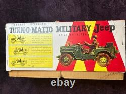 TN Toys Japan Turn O Matic US Army Jeep Original Box Tinplate Vintage