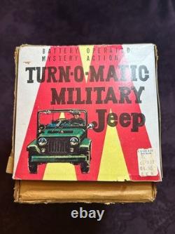 TN Toys Japan Turn O Matic US Army Jeep Original Box Tinplate Vintage