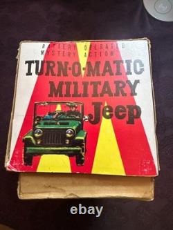 TN Toys Japan Turn O Matic US Army Jeep Original Box Tinplate Vintage