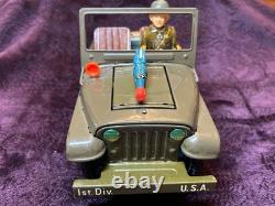 TN Toys Japan Turn O Matic US Army Jeep Original Box Tinplate Vintage
