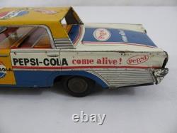Taiyo Japan Tin Litho Friction Drive Pepsi Cola Come Alive Ford Galaxie Car Read