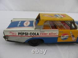 Taiyo Japan Tin Litho Friction Drive Pepsi Cola Come Alive Ford Galaxie Car Read