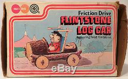 The Flintstones Friction Drive Flintstone's Log Car By Marx Toys 1977 (mlfp)