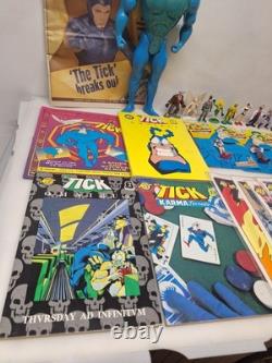 The Tick Vintage Toy / Comic Lot Bandai Super Hero Action Figure 1990s Books VTG
