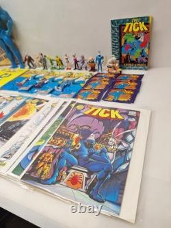 The Tick Vintage Toy / Comic Lot Bandai Super Hero Action Figure 1990s Books VTG
