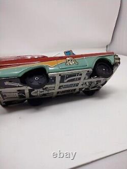 Tin Friction 1958 Happy Pup Ford Fairlaine Convertible Car Dog Driver Alps Japan