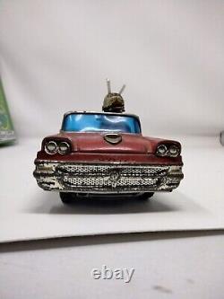 Tin Friction 1958 Happy Pup Ford Fairlaine Convertible Car Dog Driver Alps Japan